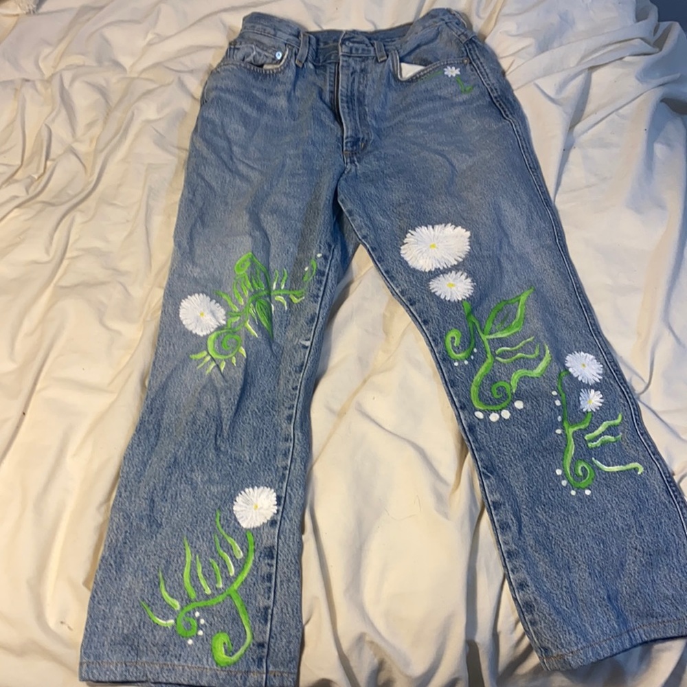 Hand Painted Aritzia Agolde Jeans Size 27
